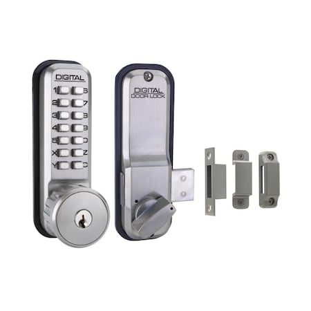 Lockey Usa Lockey Mechanical Keyless Surface Mount Deadbolt with Key Override Satin Nickel Finish 2200SNKA